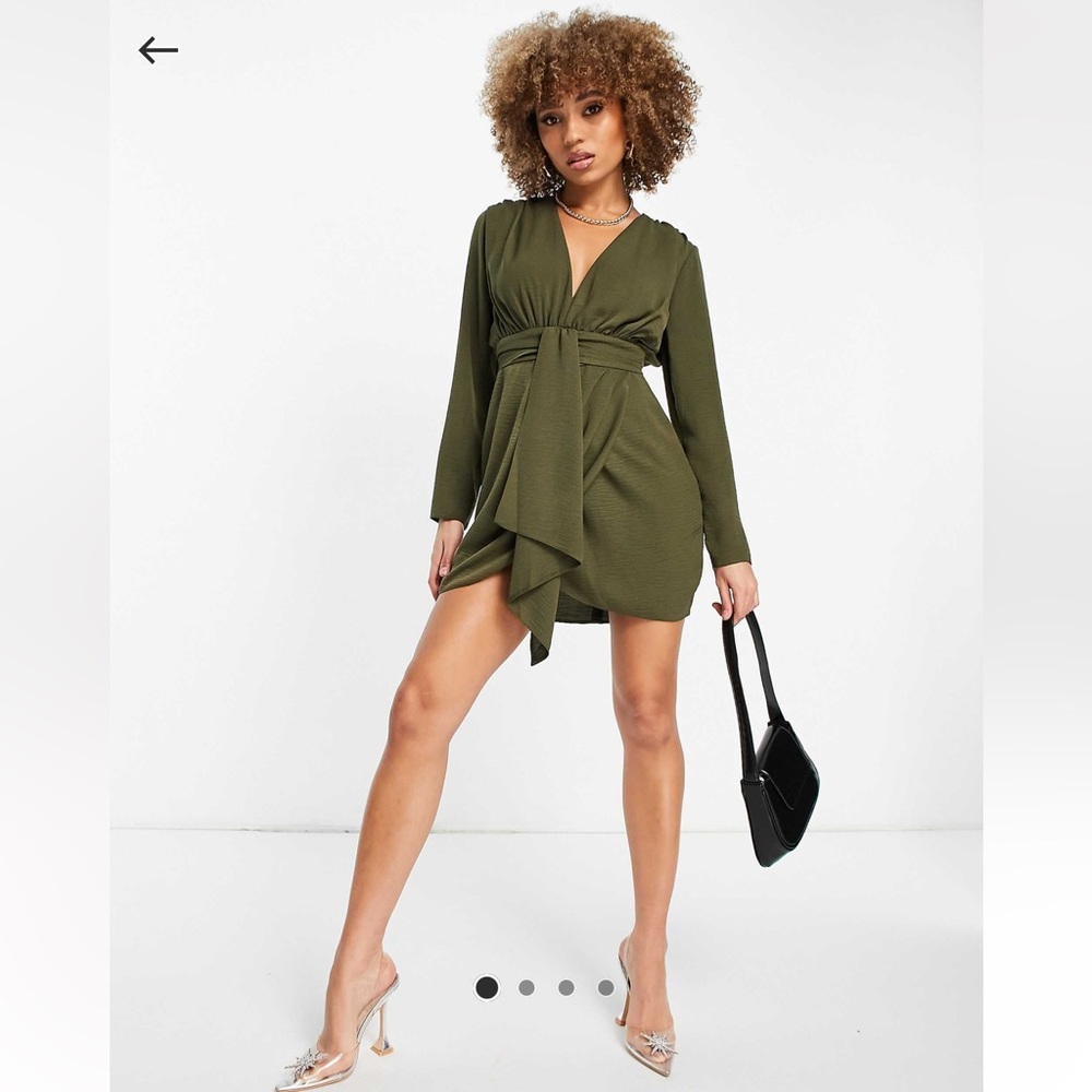 ASOS Olive Long Sleeve Wrap Dress